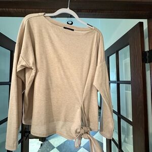 Karen Kane Beige Long Sleeve Top with Knot Detail